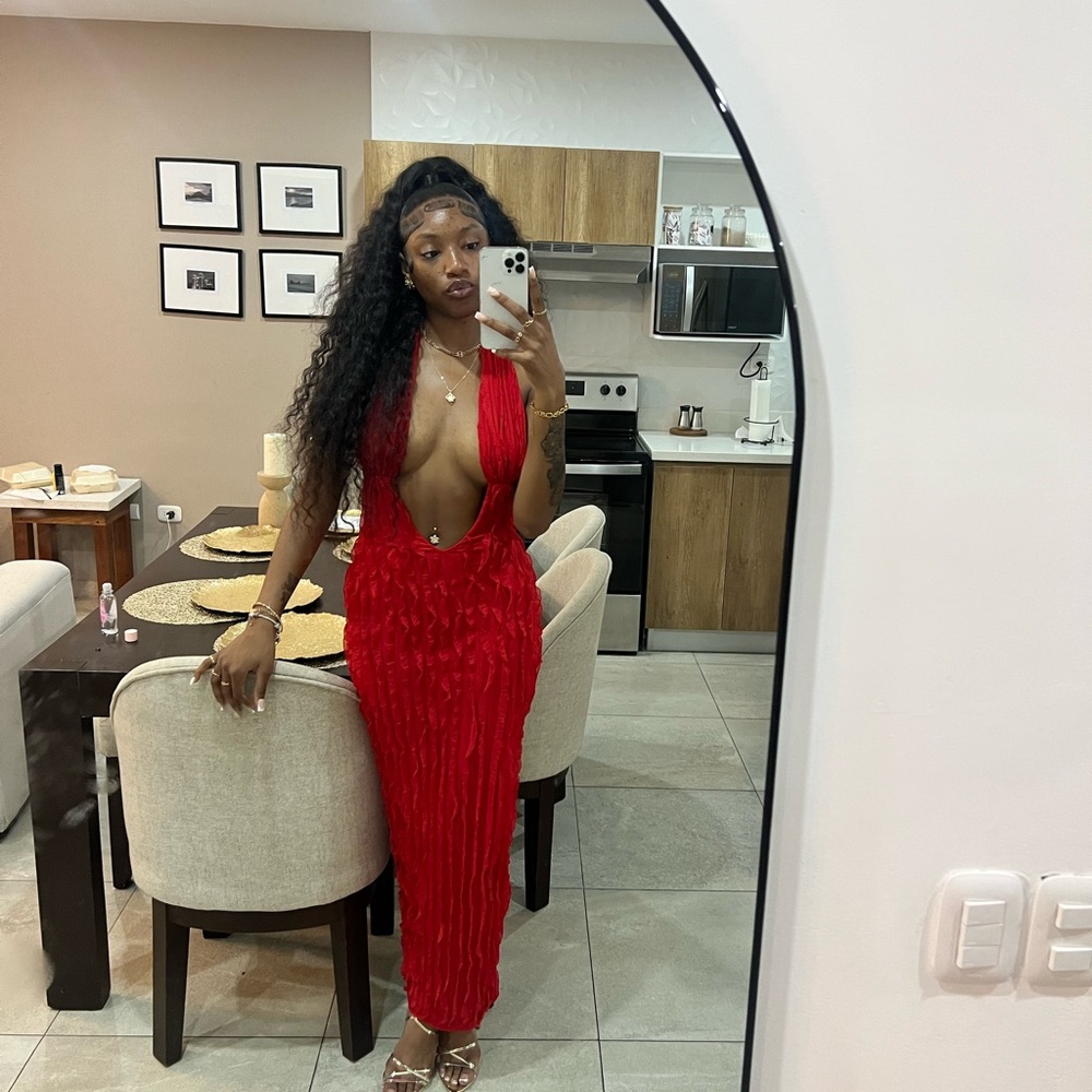 Fashion Nova Vibrant Red Backless Dress